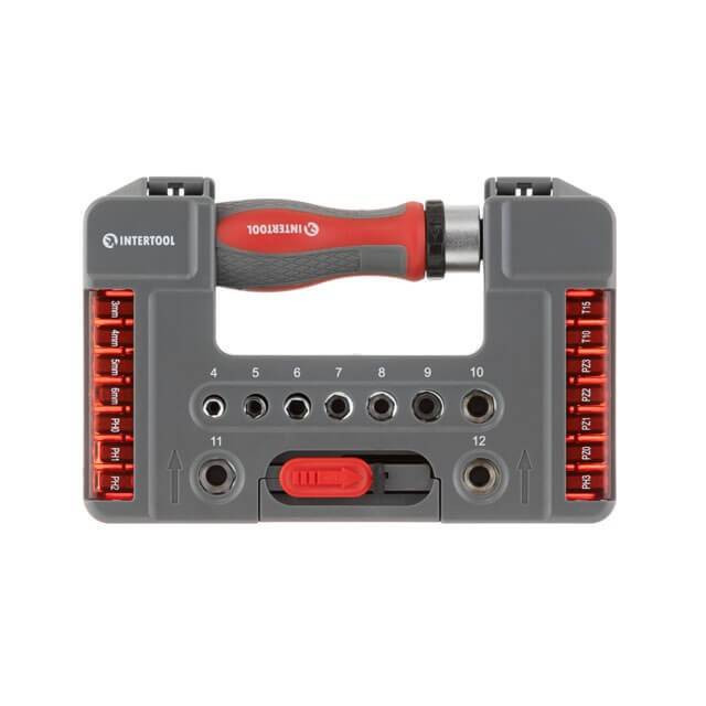 Викрутка реверсивна з комплектом насадок і головок, 38 од., STORM INTERTOOL VT-3638-VT-3638