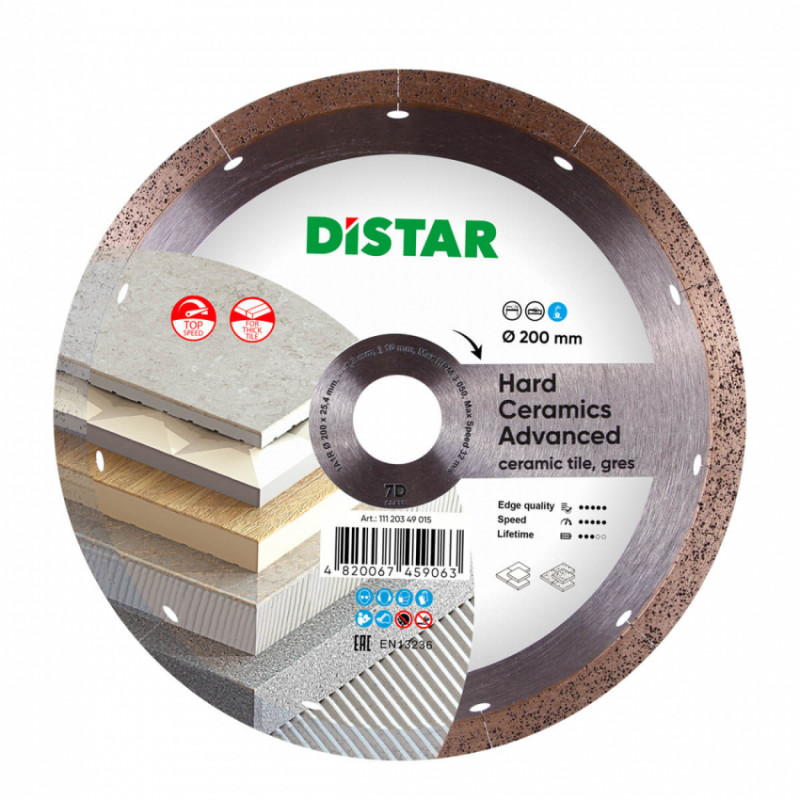 Круг алмазний вiдрiзний 1A1R 200x1,3x10x25,4 Hard ceramics Advanced-11120349015