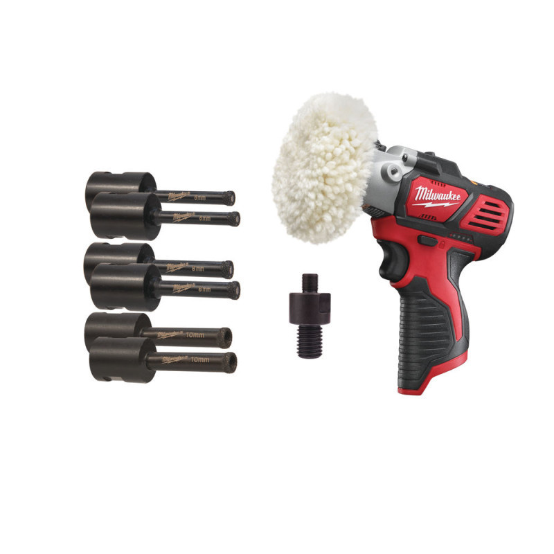Акумуляторна шліф машина M12 BPS-0 + набір коронок аліазних 6-10мм М14 MILWAUKEE-4932478547