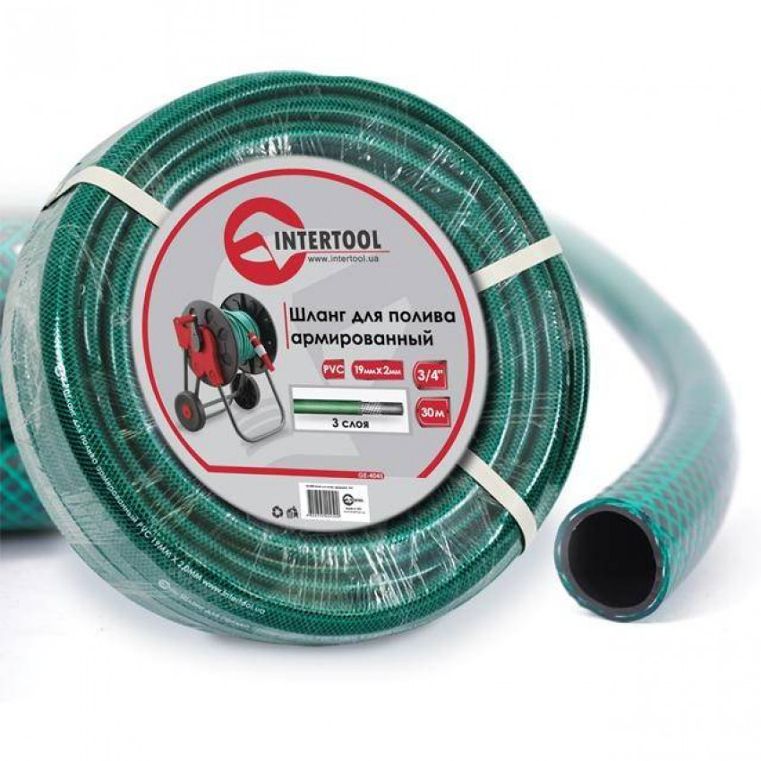 Шланг для поливу 3- х шаровий 3/4 ", 30м, армований PVC INTERTOOL GE-4045-GE-4045