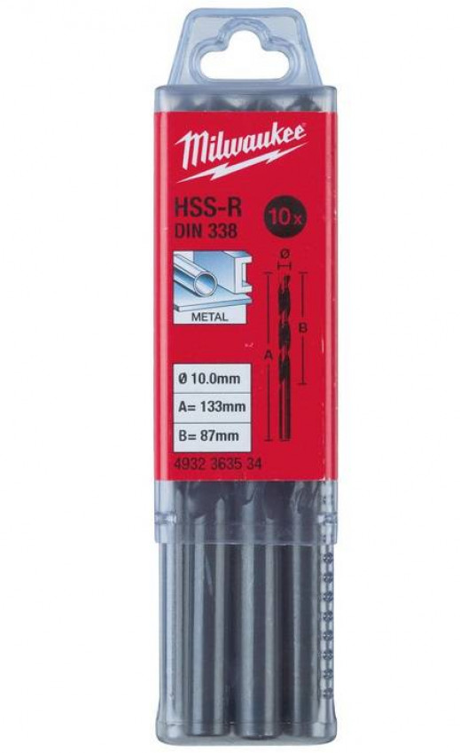 Свердло по металу HSS-R MILWAUKEE DIN338, Ø5,0мм, (10шт)-4932363484