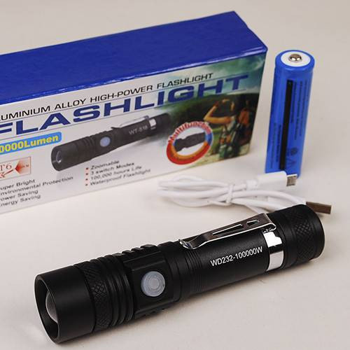 Ліхтарик WD-232 T6 Led аккумул. 18650, 12,5*2,8 см-WD-232
