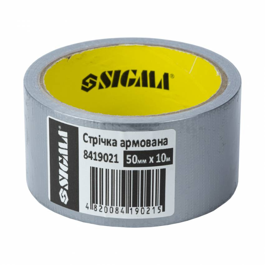 Лента армированная (серая) 50мм×10м Sigma (8419021)-8419021