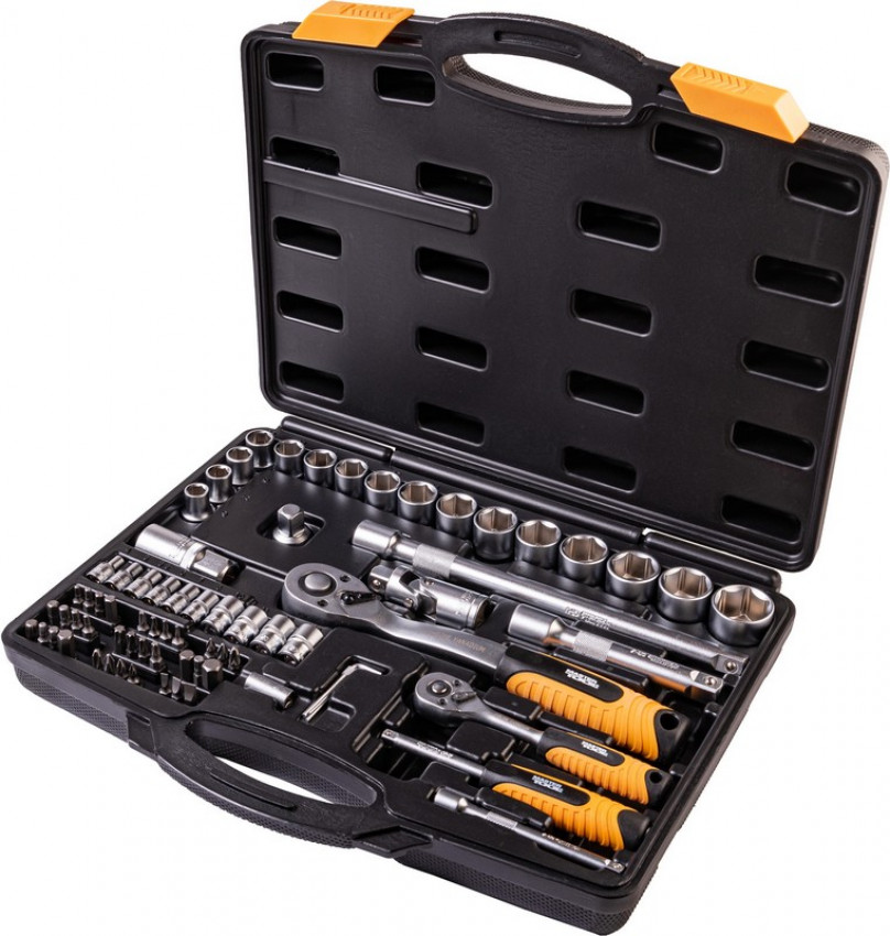 Набір насадок торцевих MASTERTOOL PROFI CrV 1/4"-1/2" тріскачка 72Т 72 шт кейс 78-5072-PF-78-5072-PF