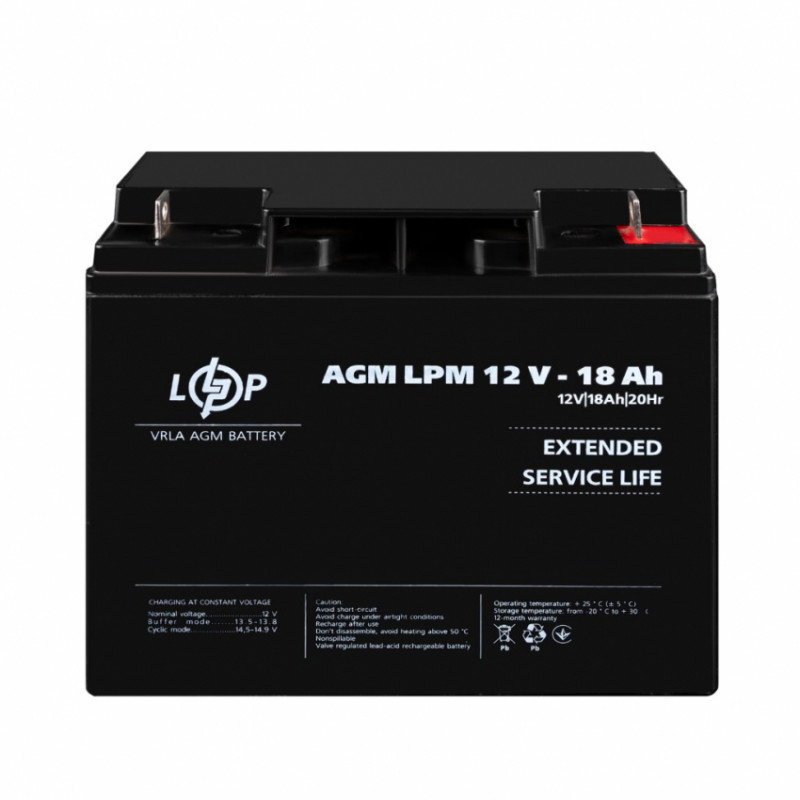 Розпродаж Акумулятор AGM LPM 12V - 18 Ah-