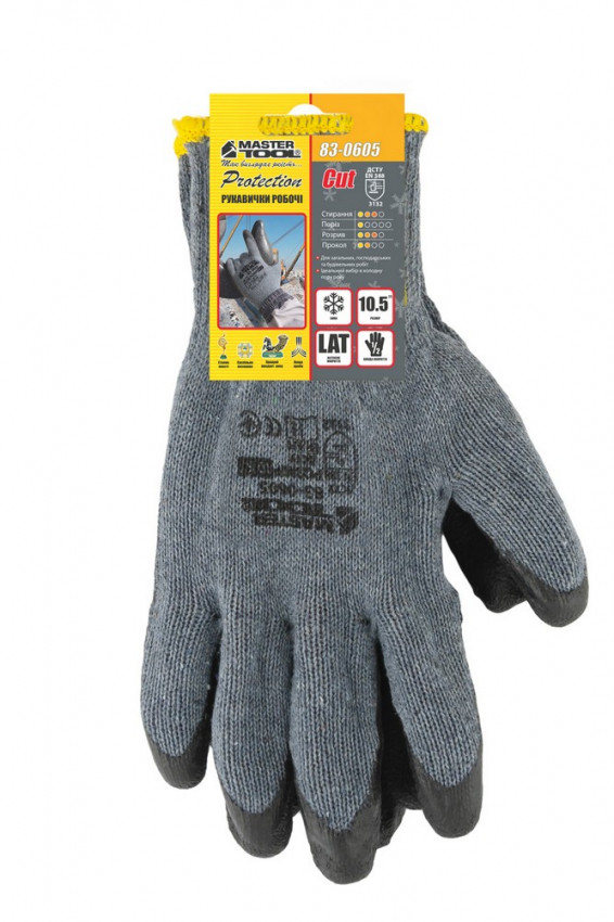 Рукавички MASTERTOOL CRINKLE LATEX COTTON (RECODRAC) 72-77 г 83-0605-83-0605