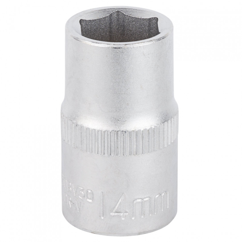 Насадка шестигранна коротка 1/2" 14мм CrV mid Sigma (6071141)-6071141
