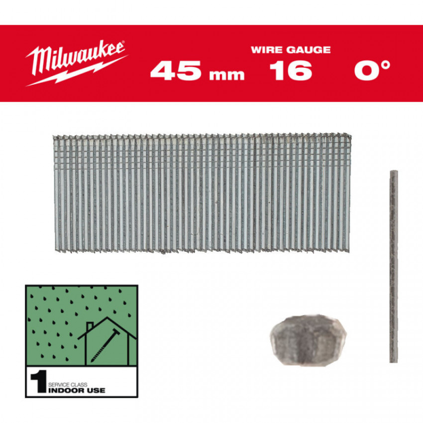 Набір цвяхів для цвяхів 16G/0°/45mm/G/SC1 (2500шт) MILWAUKEE-4932498315