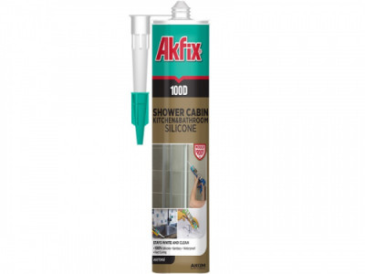 Силікон для душових кабін 100D 280мл / 340гр прозорий Akfix-[articul]