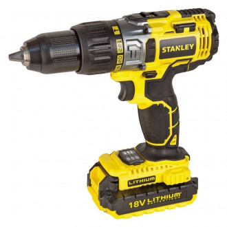 Шуруповерт акумуляторний Stanley 18V. у кейсі з 2-ма 2.0А/год. (Li-ion) акум. патрон Ø≤ 13 мм.-[articul]