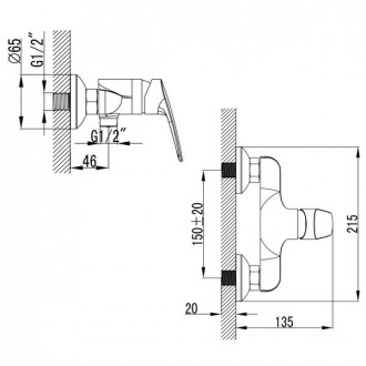 Змішувач SERIO Ø35 для душа CORSO (DC-1D146C) (9626300)