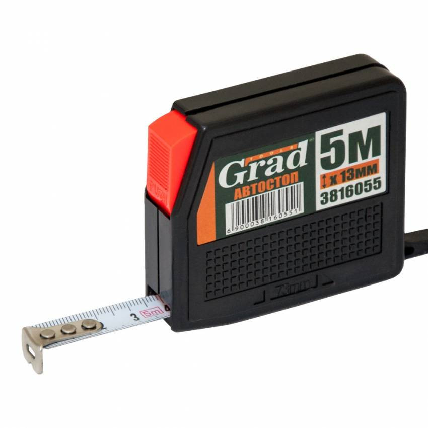 Рулетка з автостопом 5м * 13мм Grad (3816055)-3816055