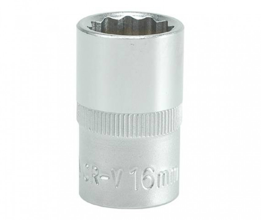 Головка 12-гранна коротка YATO із квадром. 1/2", М=16 мм, L=38 мм [10/100/200]-YT-1278