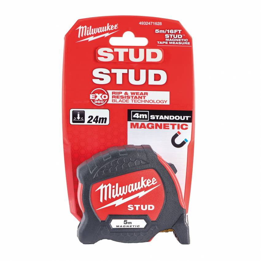 Рулетка магнітна метрична MILWAUKEE STUD, 5м (33мм)-4932471626