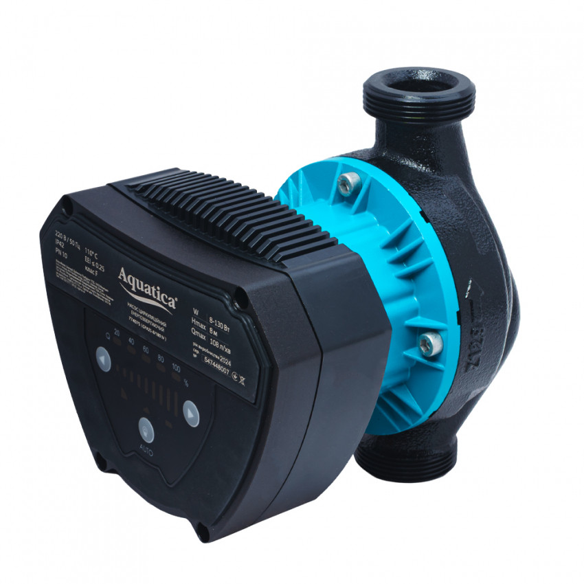Насос циркуляційний енергозберігаючий 8-130Вт Hmax 8м Qmax 108л/хв Ø1½" 180мм + гайки Ø1" AQUATICA GPA25-8/180 IV (774075)-774075