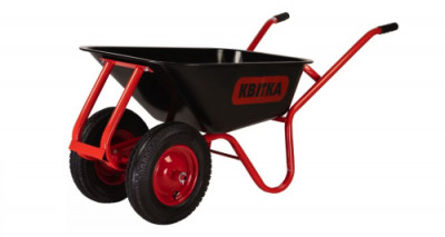 Тачка двоколісна F1 100л фарб чорне корито Industrial 1,0мм, рама червона, пневмо колесо КВІТКА PRO-[articul]