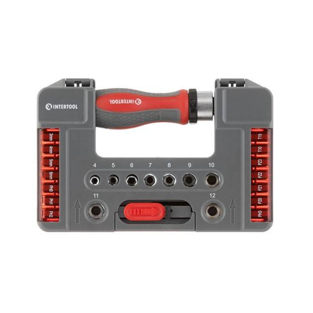 Викрутка реверсивна з комплектом насадок і головок, 38 од., STORM INTERTOOL VT-3638-VT-3638