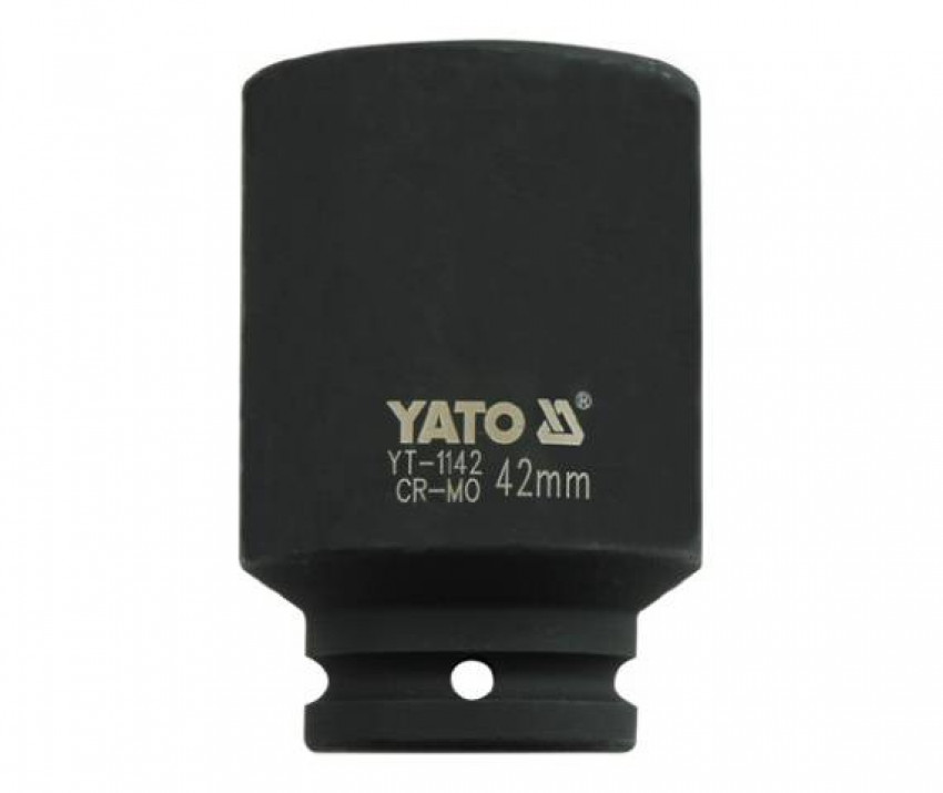 Головка торцева ударна YATO глибока 6-гранна. із квадр. 3/4", М=42мм, l=90мм, [4/16]-YT-1142