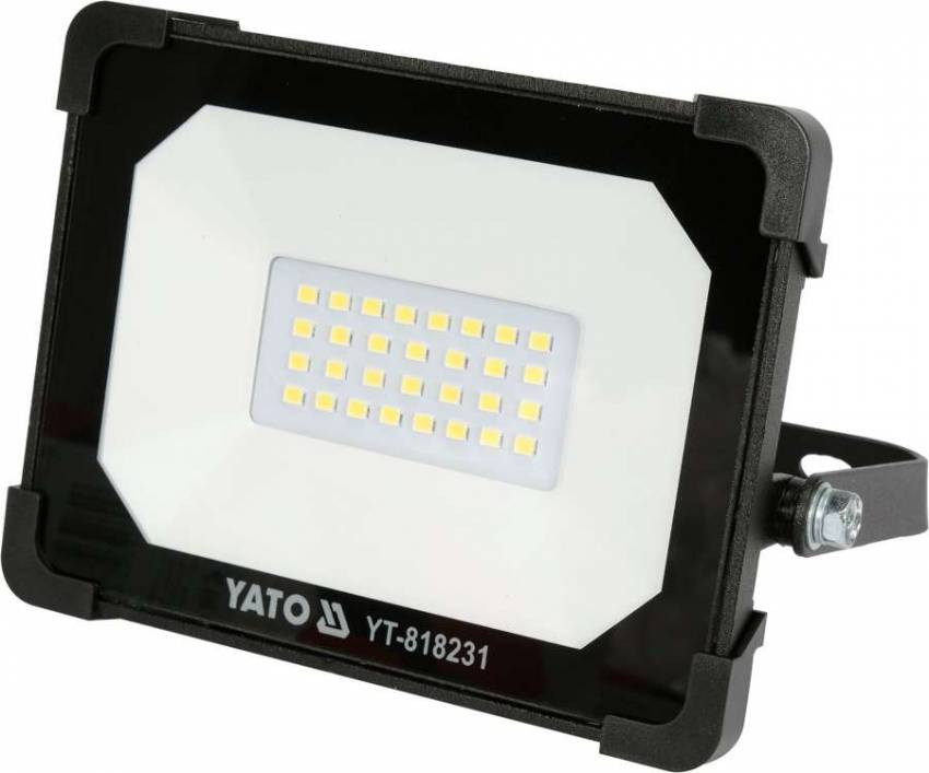 Прожектор з SMD-діодним випромінювачем YATO: 20 Вт, 230 В, 1900 Лм, 30 діодів, 140x 124.5x 32 мм-YT-818231