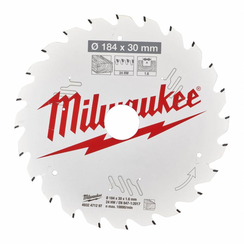 Диск пиляльний MILWAUKEE, Ø165х20х1,8мм, 24 зуб. 1-4932399909
