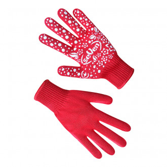 Рукавички трикотажні жіночі червоні з ПВХ крапкою 7105  ПВХ (69451)-[articul]