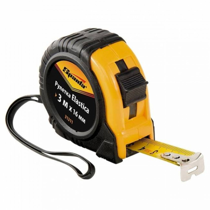 Рулетка Elastica 3 м х 16 мм, прогумований корпус, SPARTA-31311