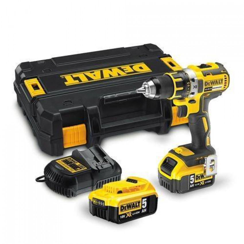 Дриль/шуруповерт DeWalt, безщіткова, XR Li-Ion, 14.4V, 2 акумулятори 5 А/год, 57 Нм, патрон 1.5-13 мм-DCD732P2