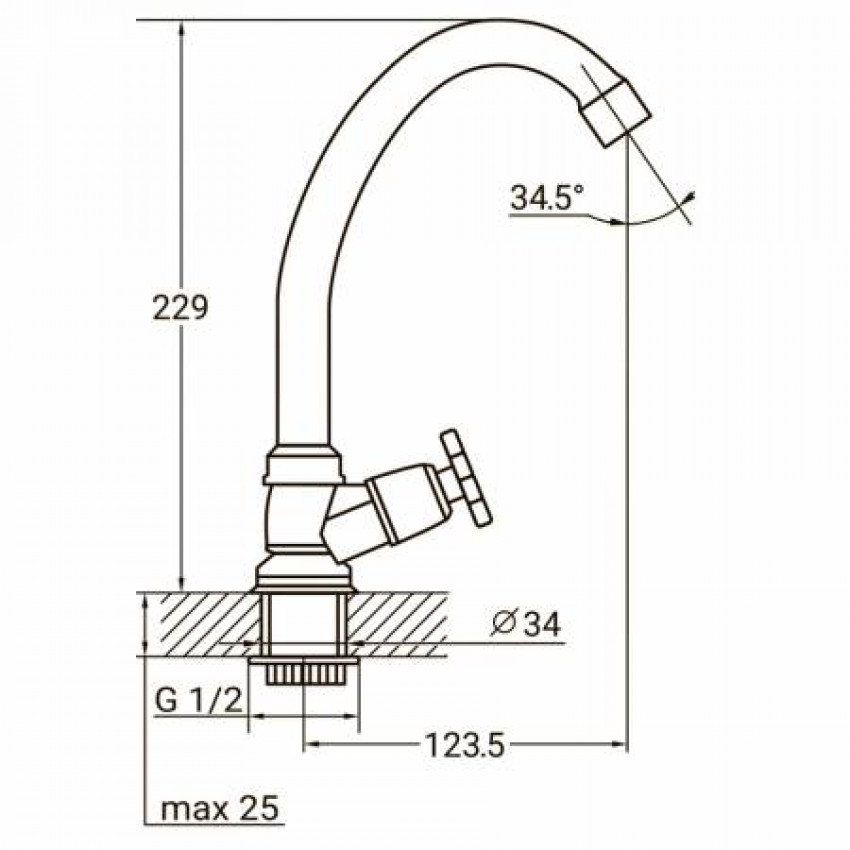 Змішувач QN 1/2" монокран на гайці AQUATICA (QN-1G158C)-QN-1G158C