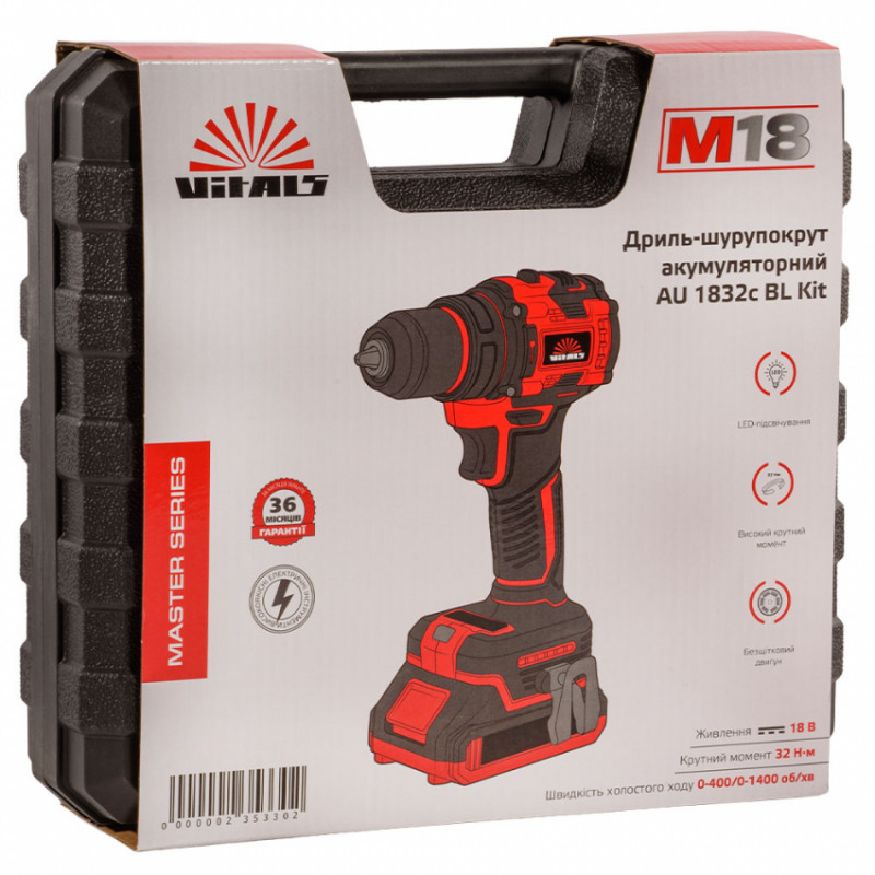 Дриль-шуруповерт акумуляторний Vitals Master AU 1832c BL Kit-235330
