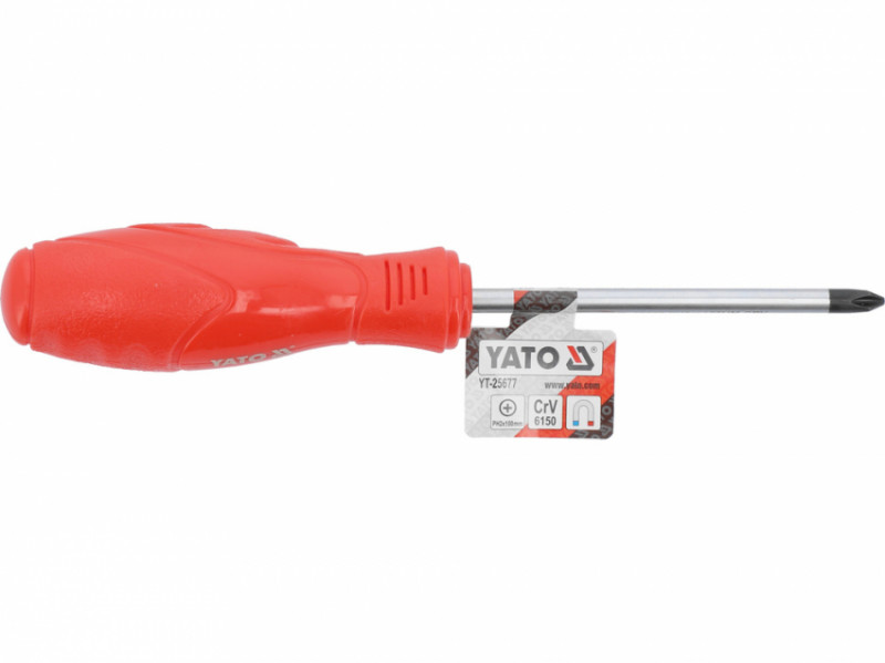 Викрутка з хрестоподібним шліцом YATO: PH2, робоча l= 100 мм [12/180]-YT-25677