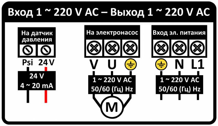 Перетворювач частоти 1~220В × 1~220В до 2.2кВт датчик тиску AQUATICA (779704)-779704