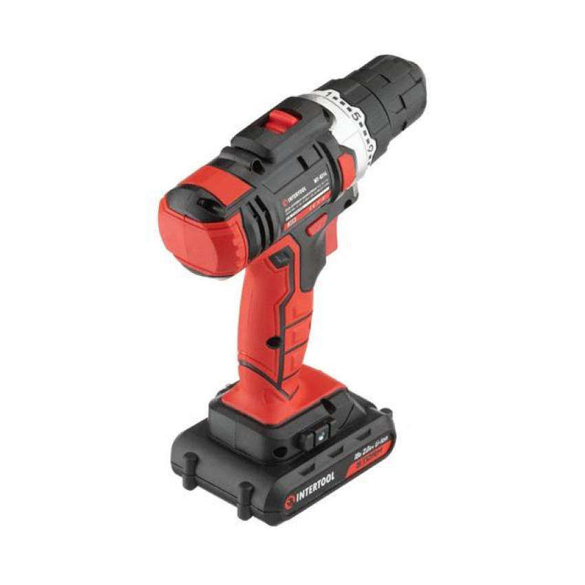 Дриль-шурупокрут акумуляторний Li-Ion 18 В, 25 Nm, 0-400/0-1500 об/хв, 2x2.0 Аг INTERTOOL WT-0314-WT-0314
