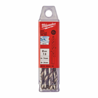 Свердло по металу HSS-G MILWAUKEE DIN1897, Ø7,0х74х34мм, скорочене, (5шт)-[articul]
