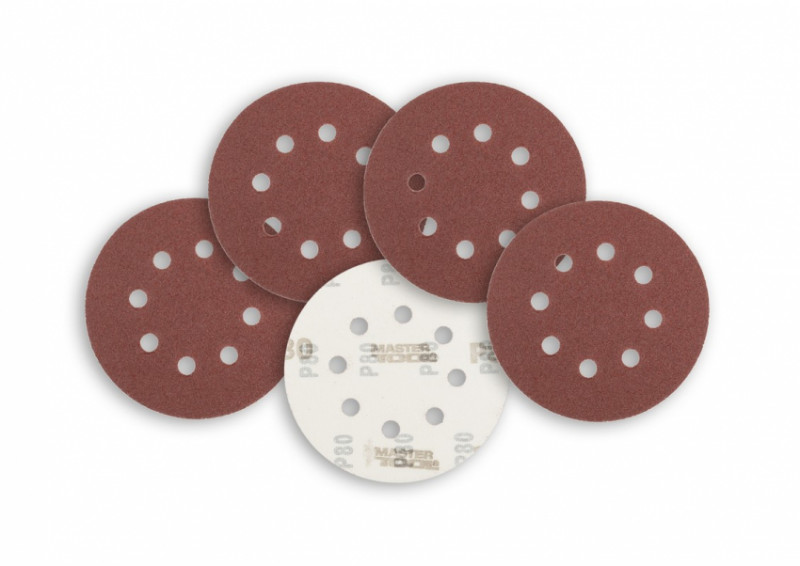 Коло шліфувальне на липучці MASTERTOOL з 8 отворами 125 мм зерно 80 5 шт 08-2508-H-08-2508-H