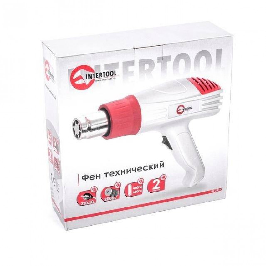 Фен технiчний, 2000 Вт,2 режими, 400-600 °C, 300-500 л/хв INTERTOOL DT-2416-DT-2416