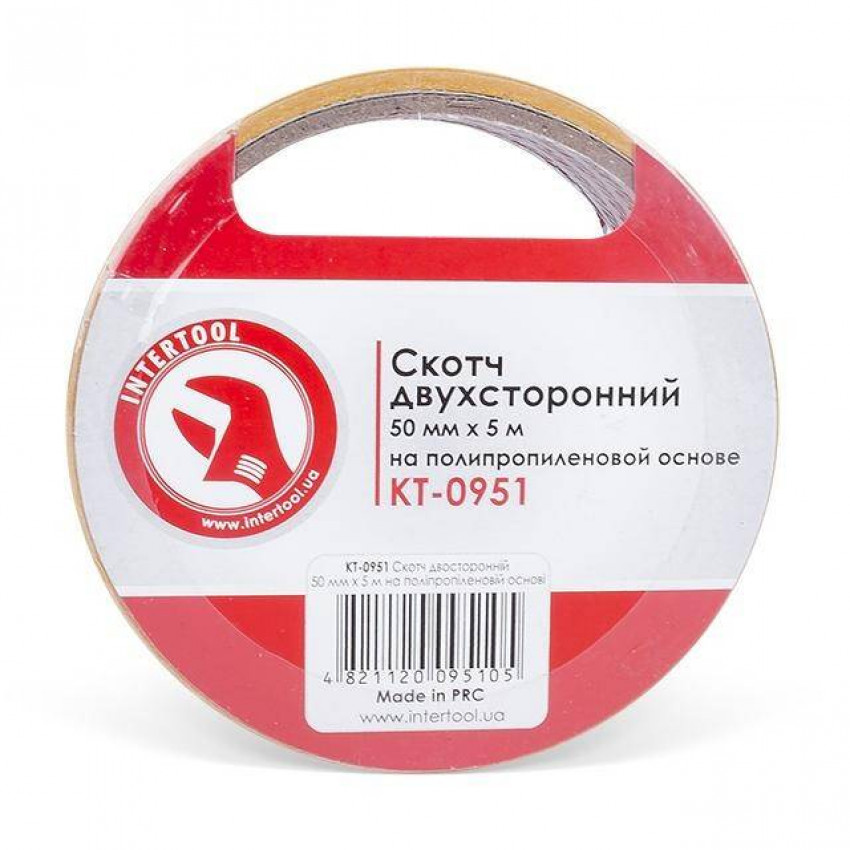 Скотч двосторонній на поліпропіленовій основі 5 м, 50 мм INTERTOOL KT-0951-KT-0951