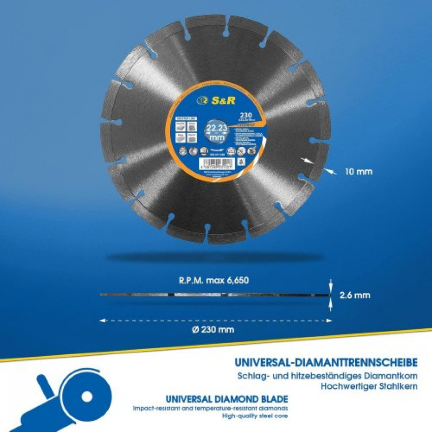 Диски алмазні S&R Meister 230х22.2 мм 2 шт-252471230.2