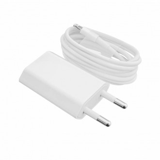 Зарядний пристрій + кабель Lightning LP АС-005 USB 5V 1A ОЕМ White