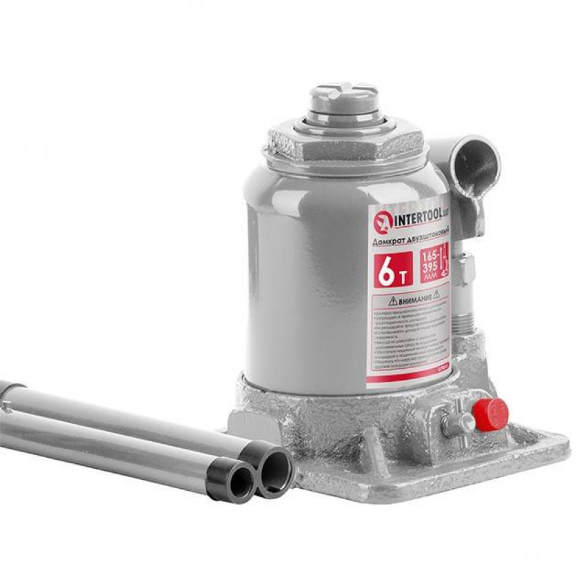 Домкрат "стовпчик" 2-х штоковий 6 т, 165-395 мм INTERTOOL GT0033-GT0033