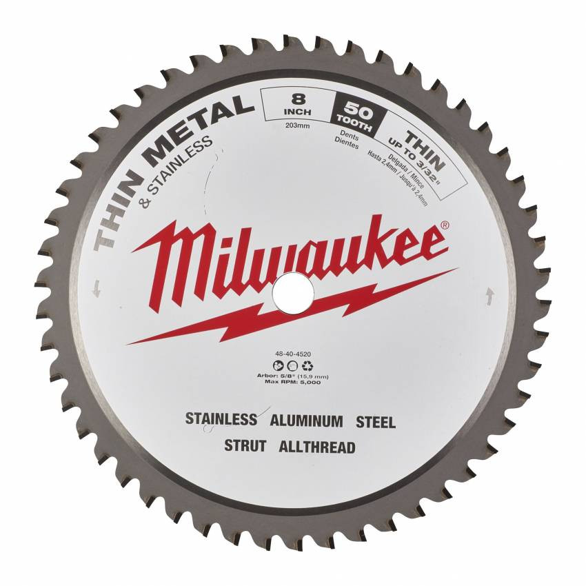 Диск пиляльний Alu PFTE MILWAUKEE, Ø203х5/8"х2,4мм, 58 зуб. 1-48404345