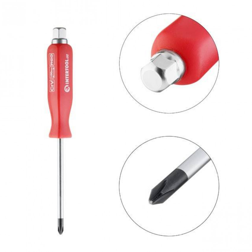 Викрутка ударна PH 2*100мм, CrV INTERTOOL HT-0487-HT-0487