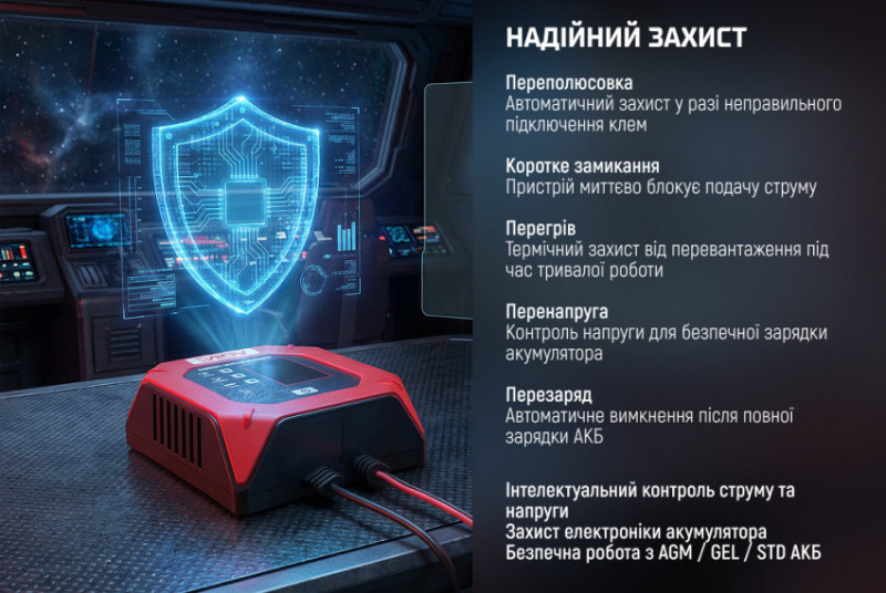 Зарядний пристрій VOIN VL-215 12&24V/15A/3-200AHR/LCD/Iмпульсний-VL-215