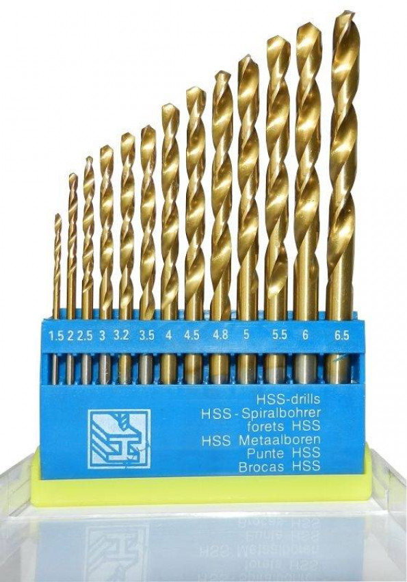 Набір свердел по металу з покриттям титановим HSS-TiN 13шт. Ø1.5-6.5мм Sigma (1214031)-1214031