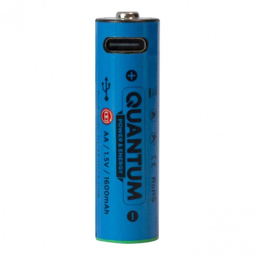 Набір акумуляторів літій-іонних Quantum USB Li-ion AA 1.5V, 1600mAh plastic case, 2шт/уп-WST-987655