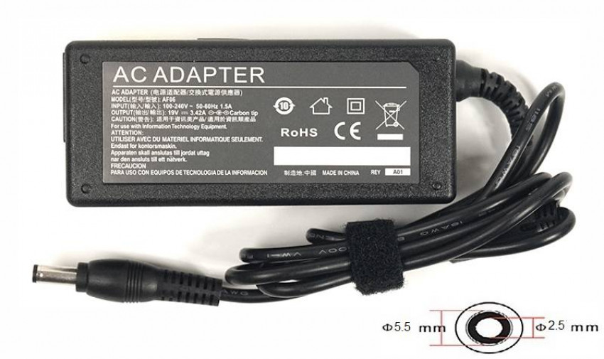 Адаптер для ноутбука PowerPlant ACER, ASUS 220V, 19V 65W 3.42A (5.5*2.5)-AC65F5525