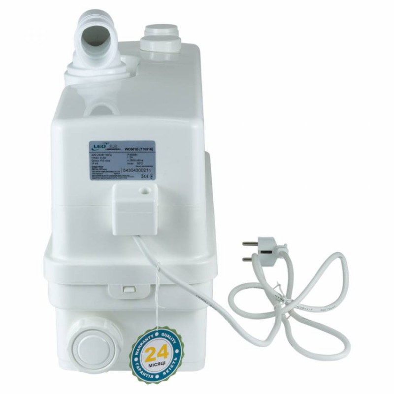 Станція каналізаційна 0.6кВт Hmax 8.5м Qmax 110л/хв 3 входи бічний вхід 90мм LEO 3.0 (776916)-776916