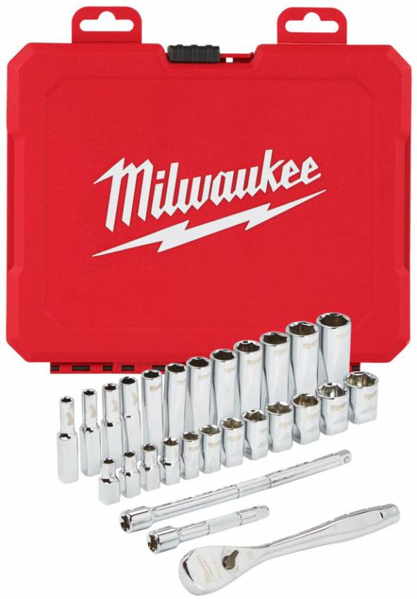 Набір головок 1/4" з храповиком MILWAUKEE, (28шт)-4932464943