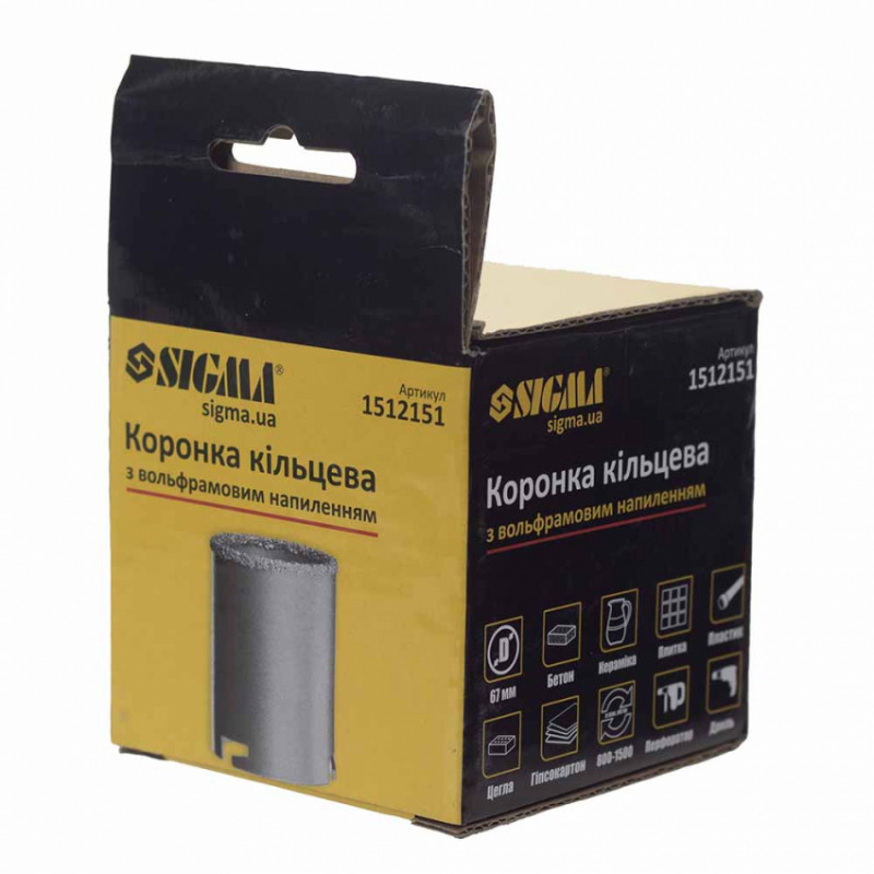 Кільцева коронка з вольфрамовим напиленням 67мм Sigma (1512151)-1512151