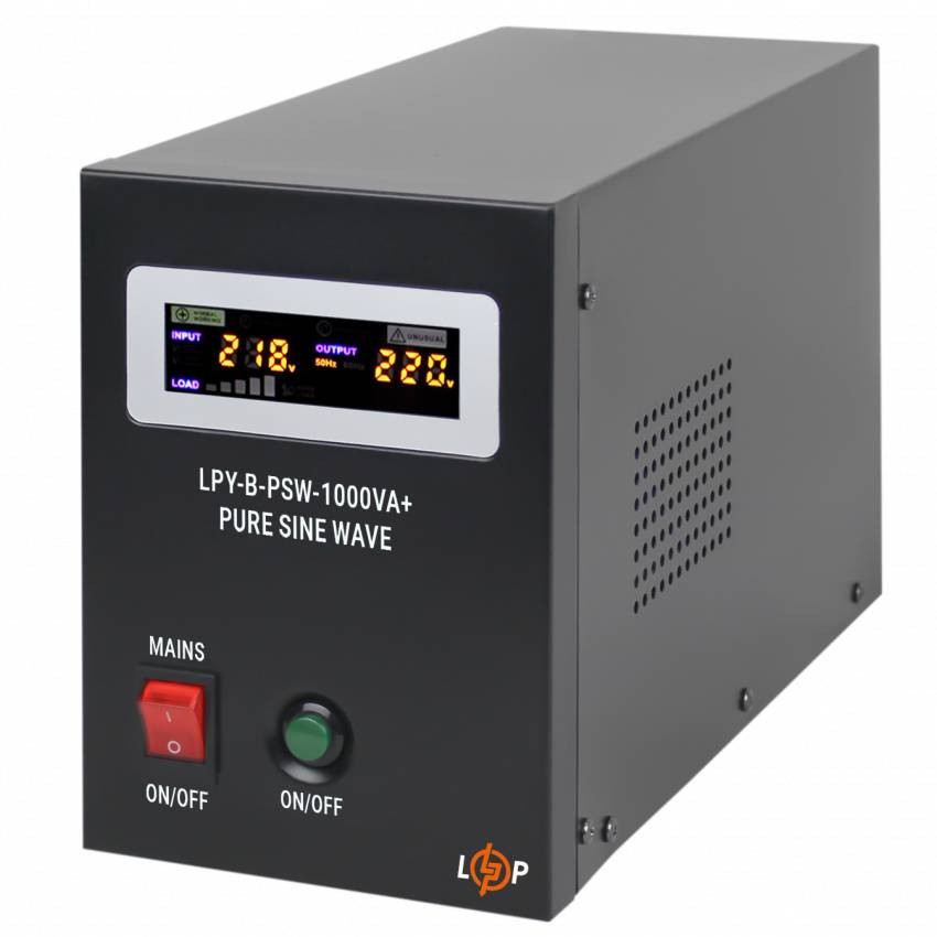 ДБЖ з правильною синусоїдою 12V LPY-B-PSW-1000VA+(700Вт) 10A/20A-