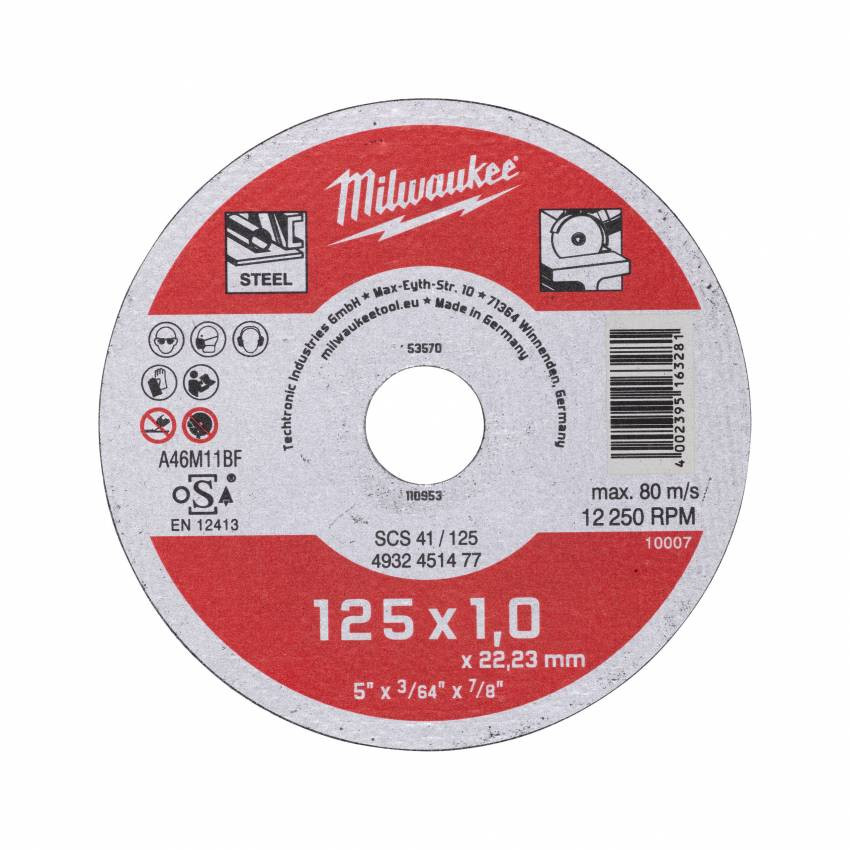 Диск відрізний MILWAUKEE, SCS 41/125х1,5, Ø125мм-4932451479